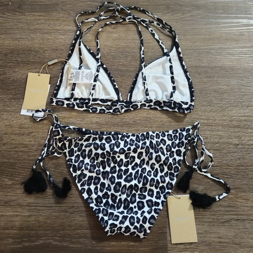 Michael Kors Collection Slate Animal Print Bikini 2pc Set sz 6 NWT